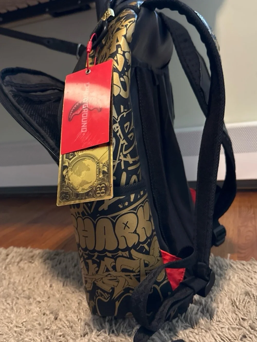 Sprayground Black & Gold Graffiti Shark-Tooth Backpack *Limited Edition*